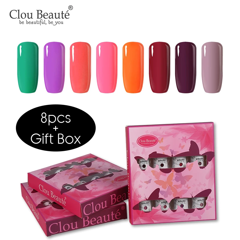 Clou Beaute набор гелей-лаков для полуперманентного маникюра, набор растворимых лаков для дизайна ногтей, 8 шт - Цвет: ZH04