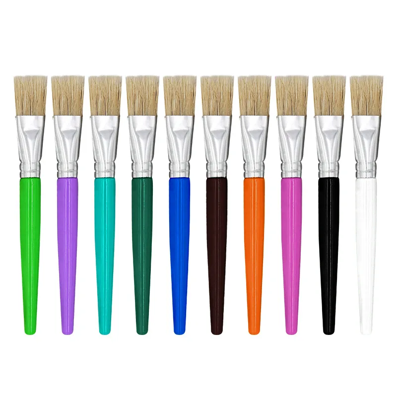 10Pcs Bristle Brush Paint for Children Oil Watercolor Brushes Gouache Drawing Art Tools | Канцтовары для офиса и дома