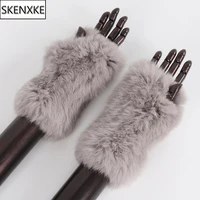 New Arrival Female Natural Rabbit Fur Gloves Knitted Warm Real Rex Rabbit Fur Mittens Women Winter Outdoor Rex Rabbit Fur Gloves