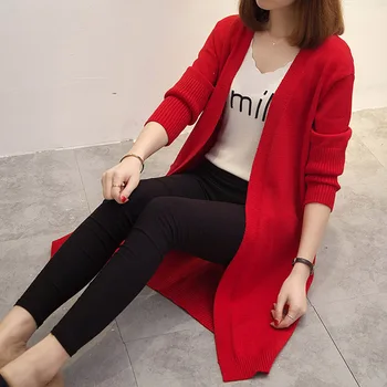 

kids' wear knitted jacket coat girl long paragraph wool line windbreaker outerwear 14-18 Age Big child children's quality clothi