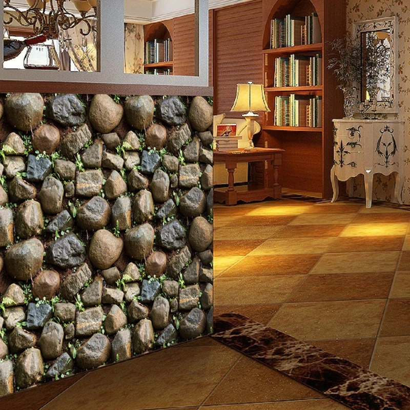 SA-1015 Home Decor 3D effect PVC Wood Grain Wall Stickers Paper Brick Stone Rustic Effect Self-adhesive Home Decor Sticker Room