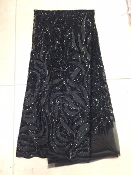

Guipure Embroidery French Lace Fabric 2019 Black/Gold Sequins Fabric Material Tulle Mesh Lace Dress African Sequins Lace Clothes