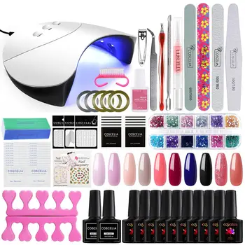 

Manicure Set Nail Kit Dryer UV LED Lamp&UV Gel Varnish Polish Top Base Coat For Manicure Nail Art Tool Kit Extension Set Ship US