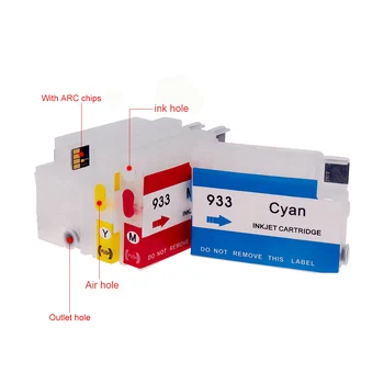 

For HP 932 933 932XL Refillable Ink Cartridge With ARC Chips For HP Officejet 7110 7610 6600 6700 6100 7612 Printers