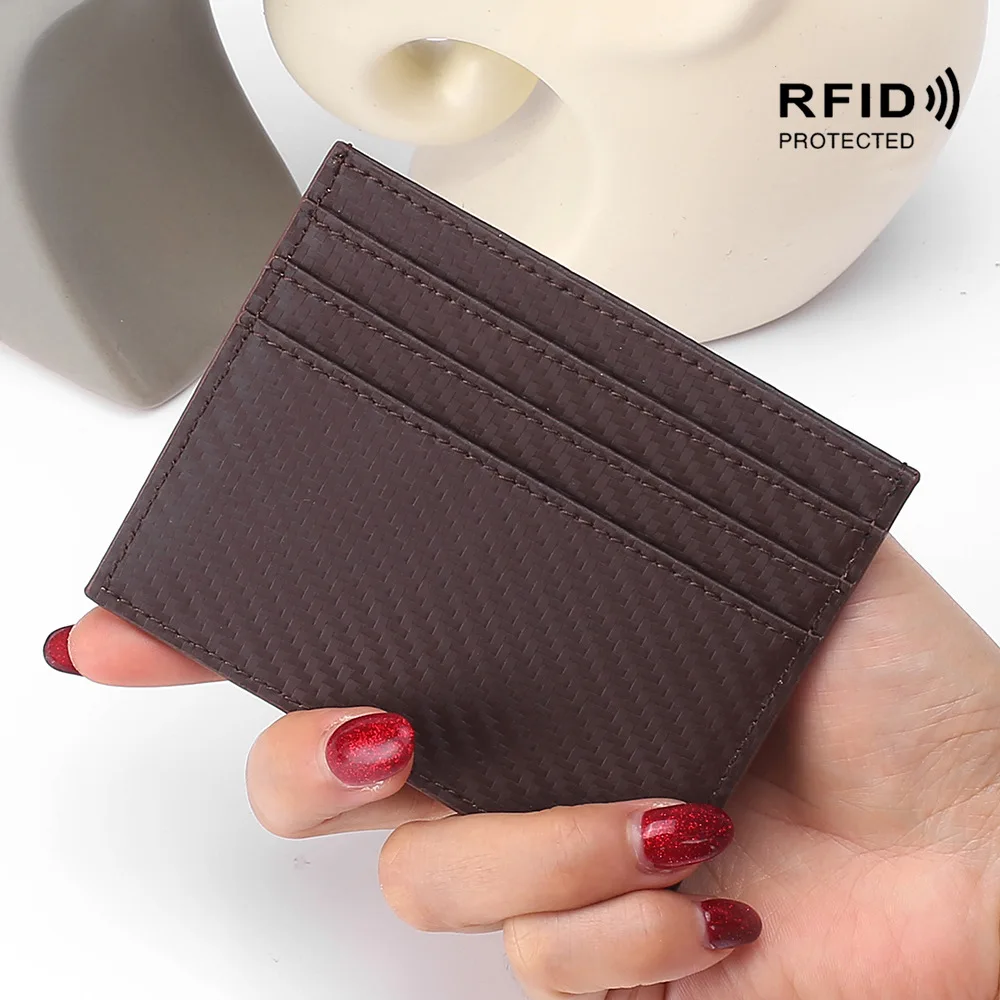 BYCOBECY мужской кожаный компактный держатель для кредитных карт кошелек из углеродного волокна RFID кошелек ультратонкий Ретро Карта пакет Тонкий кошелек для мелочи