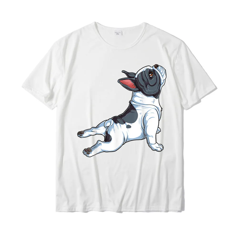 Funny 100% Cotton Fabric T Shirt for Men Short Sleeve Cool Tops Shirt Fitted Summer Fall Round Collar Tops Shirts Fitness Tight French Bulldog Yoga T shirt Frenchie Namaste Men Funny Gift T-Shirt__18623 white