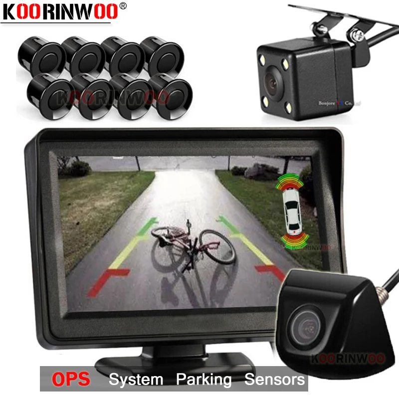 Koorinwoo Parktronic Video System Screen with Car Parking Sensor With Camera Rear Parking Assistance Blind Spot Radar Detection