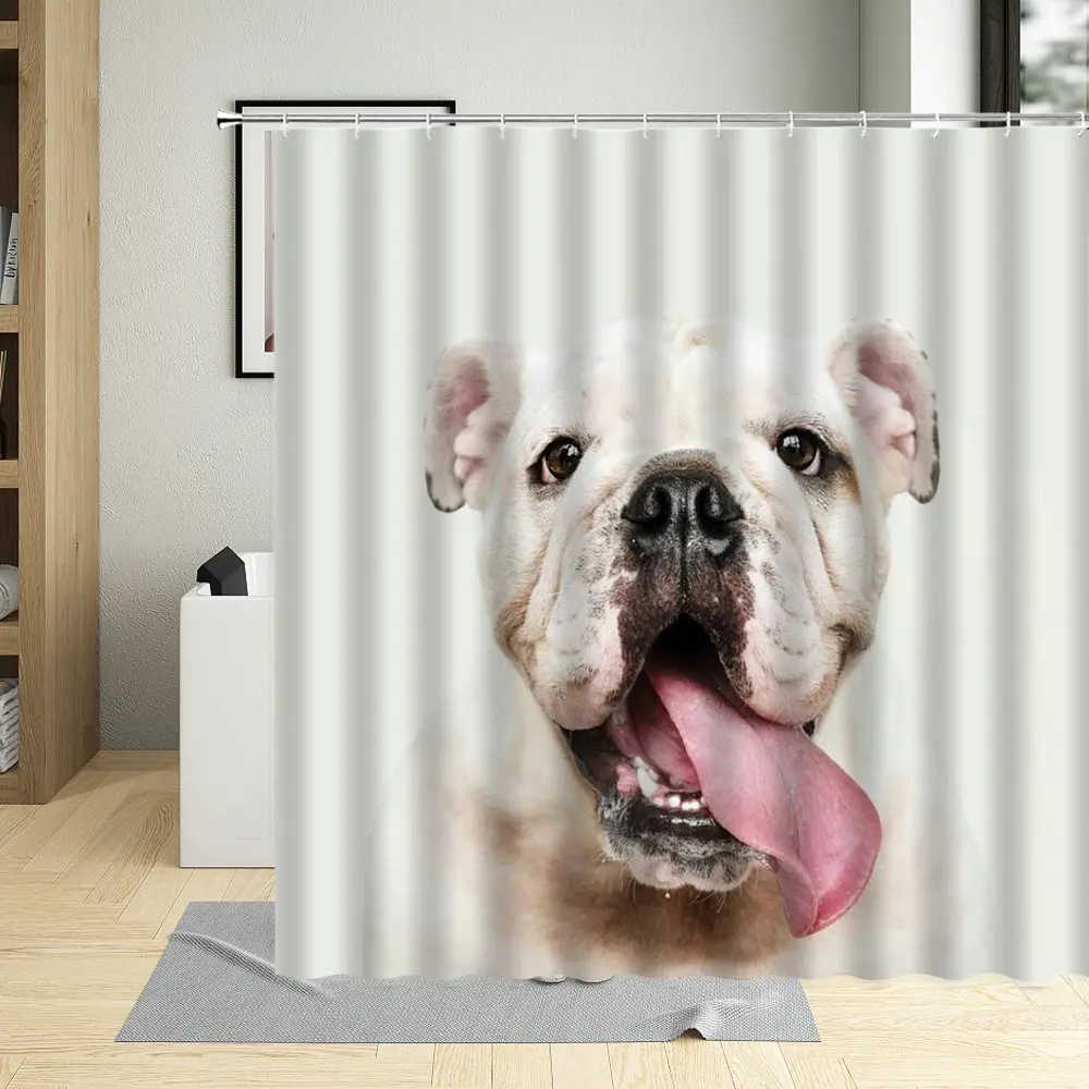 Cute Dog In Bath Tub Animal Waterproof Print Shower Curtain Polyester Home Decor