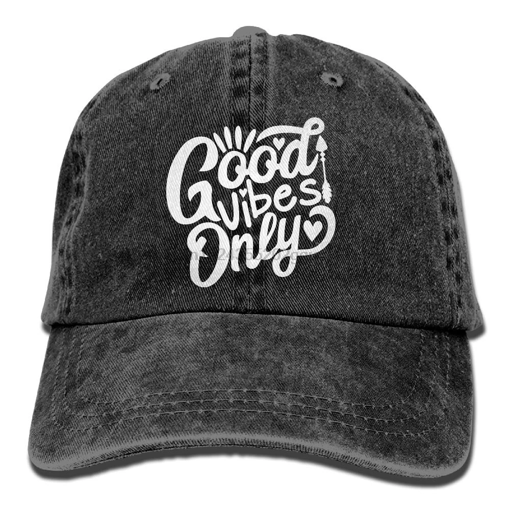 Baseball Jeans Cap Good Vibes Only Men Women Golf Hats Adjustable Dad