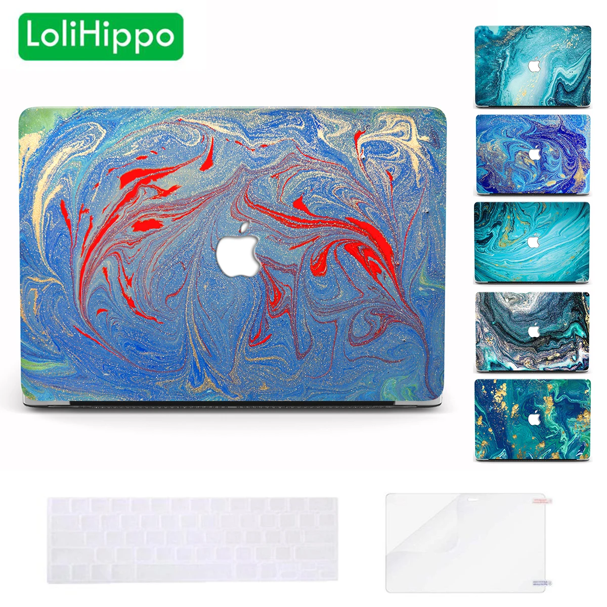 

LoliHippo Blue Marble Laptop Hard Case for New MacBook Air Pro 12 13.3 15 Inch Retina Touch Bar A1466 A1932 Notebook Cover