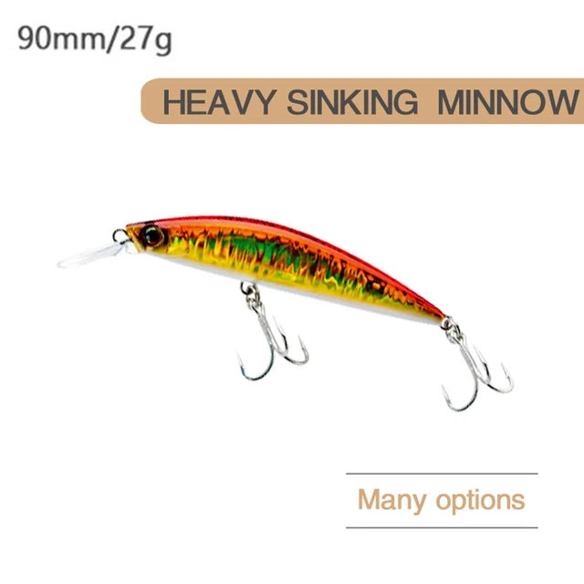 GOBYGO 90mm 27g Fishing Lure Sinking Minnow Artificial Bait 3D Eyes Wobbler  Long Casting VIB Pencil Bass Pike Fishing Hard Bait - AliExpress