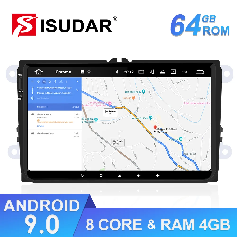 Isudar Auto Multimedia-Player GPS Android 9 Für VW/Golf/Tiguan/Skoda/Fabia/Schnelle/Sitz /Leon 8 Co