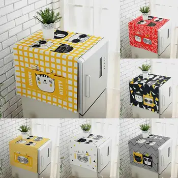 

Dustproof Fridge Washing Machine Cover Towel Top Storage Bag Pocket Organizer Thick Cotton Linen Refrigerator Kitchen Product