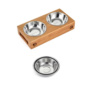 

Double Pet Bowls Dog Food Water Feeder Stainless Steel Removeable Non-slip Pet Dog Food Bowl With Stand For Dogs Pet Cats