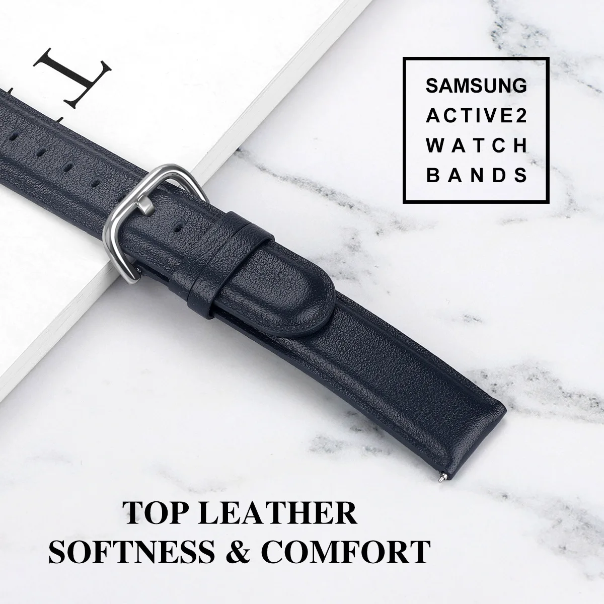 Ремешок из натуральной кожи для samsung Galaxy Watch 42 мм Active/Active 2 40 мм 44 мм Quick Release Band 20 мм band gear S2