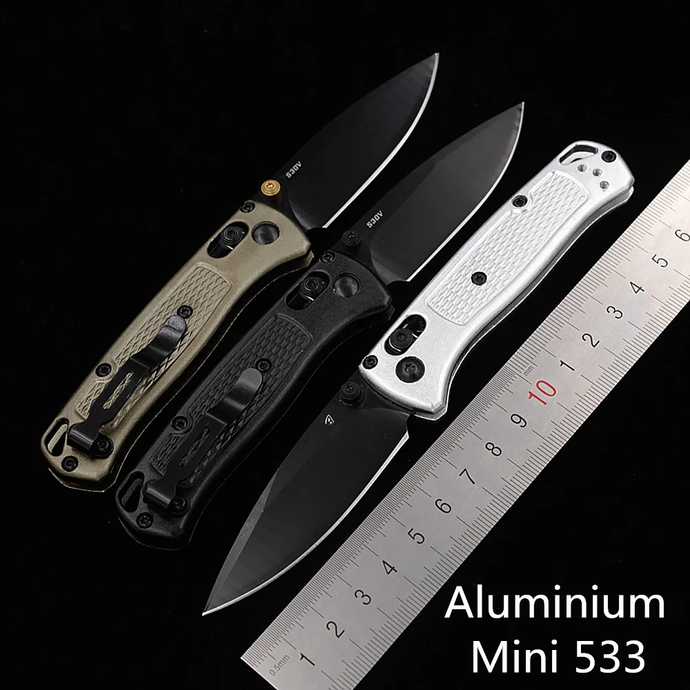 New Mini 533 533Bk BM533 Aluminum Handle Mark S30V Blade Folding Pocket Survival EDC Tool Hunting Utility Outdoor Camping Knife