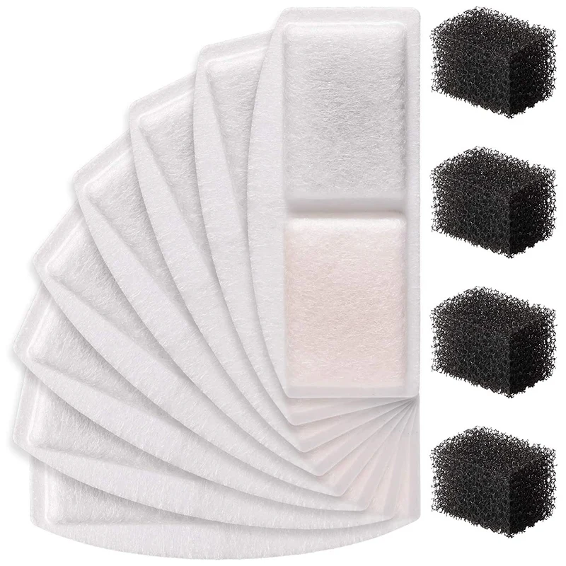 Fuente de agua automática para mascotas, 8 elementos de filtro de repuesto y 4 esponjas de filtro de repuesto para bebedero de perros