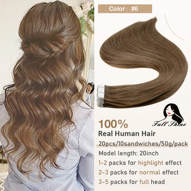 Full Shine Tape In Hair Extensions 100% Remy Natural Human Hair Skin Weft Invisiable Seamless Omber Blonde Color Glue For Salon 6
