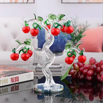 

Glass Crystal Cherry Tree Figurines Glass Crafts Fengshui Ornament Home Decor Christmas New Year Gifts Souvenirs Decor Miniature