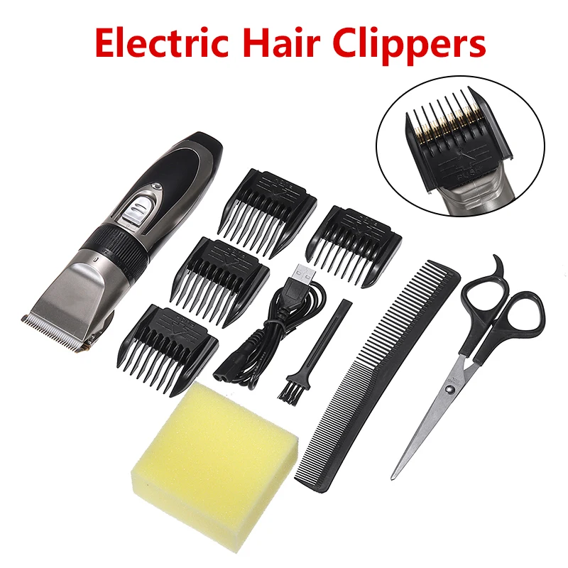 

Low-noise Cordless Rechargeable Hair Shaver Cutter Professional Men's Hair Clippers Trimmer Barber Styling Set