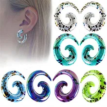 1 пара спиральных акриловых пробок для ушей и тоннелей, улитка, серьги, расширитель ушей, растягивающаяся спираль, пирсинг, серьги Daith, ювелирные изделия для тела