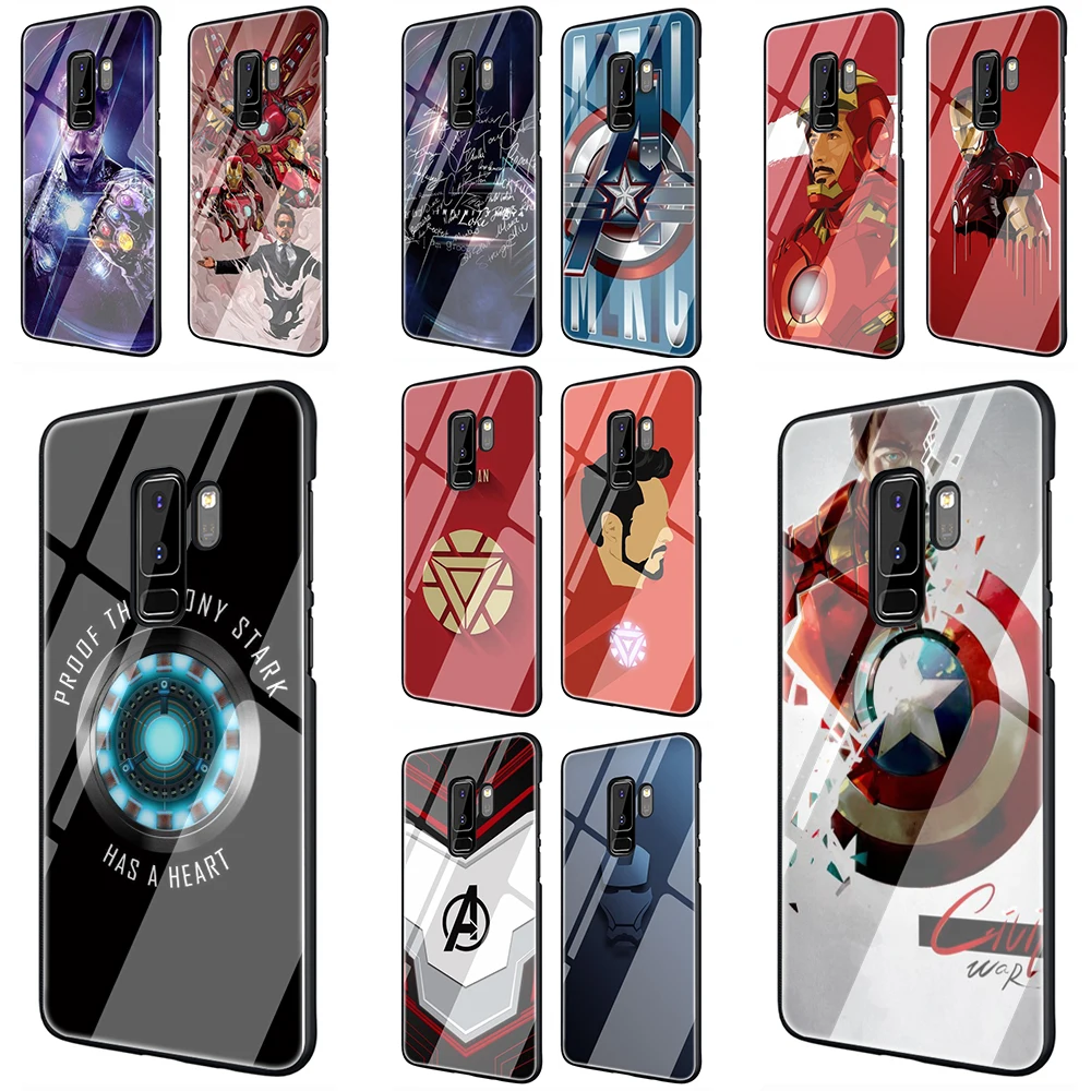 Супергерой Marvel Железный человек закаленное стекло чехол для телефона samsung Galaxy S7 edge S8 9 10 Plus Note 8 9