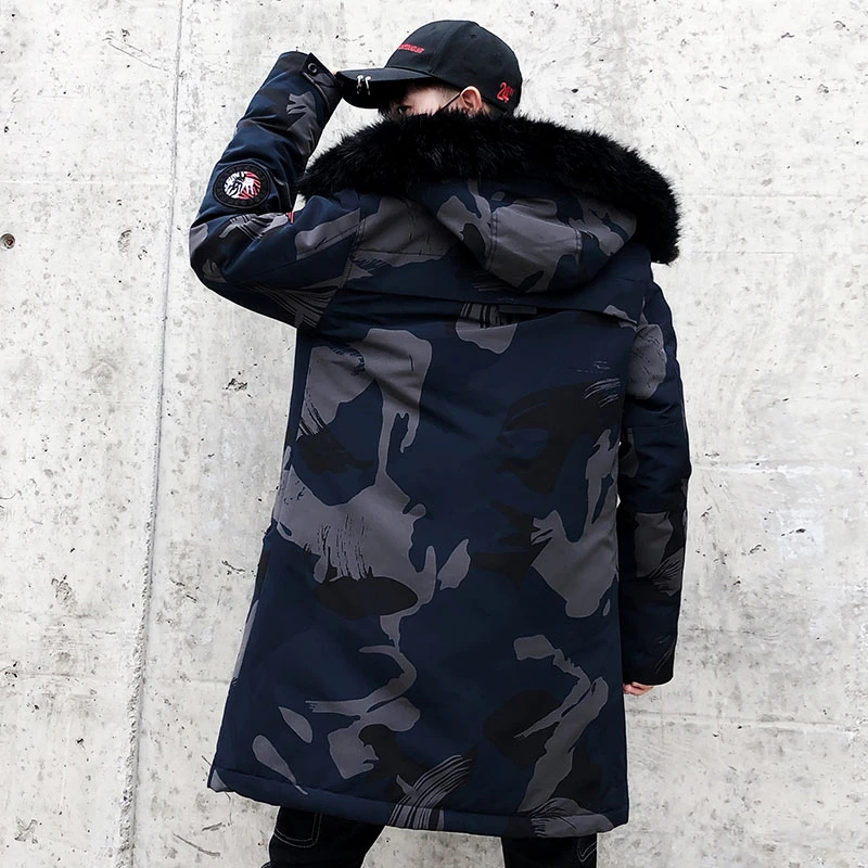 Зимняя куртка мужская теплая Повседневная Длинная черная парка
