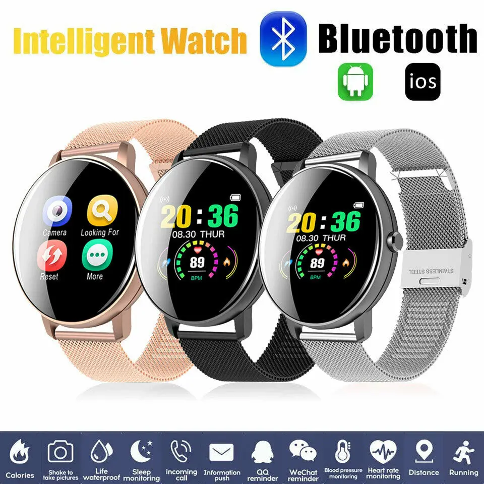 Smart Watch Waterproof Heart Rate Monitor Fitness Sport Bracelet SmartWatch Touch Screen Smart Band Wristband Watch for iPhone