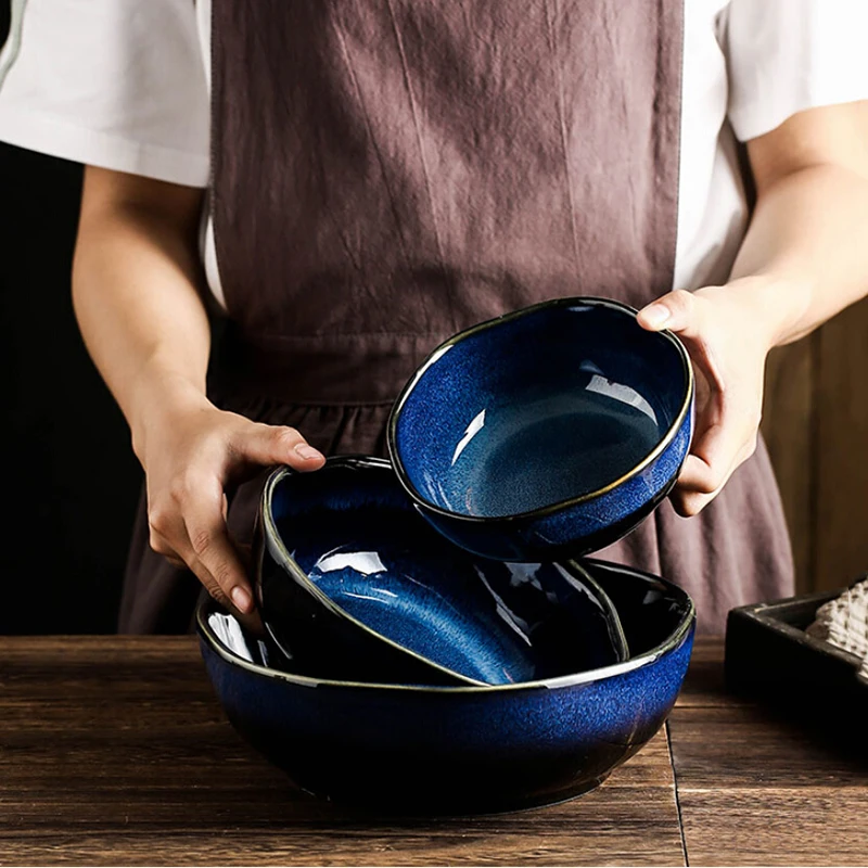 

1 шт. KINGLANG керамическая Салатница японская керамическая миска подглазурованная цветная миска для супа и лапши фруктовая десертная миска большая миска