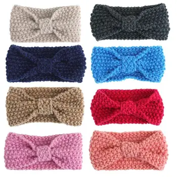 

New Fashion Bandanas Baby Knit Crochet Bow Headband For Girls Warm Headband Child Headwear Hair Accessories Christmas Gift
