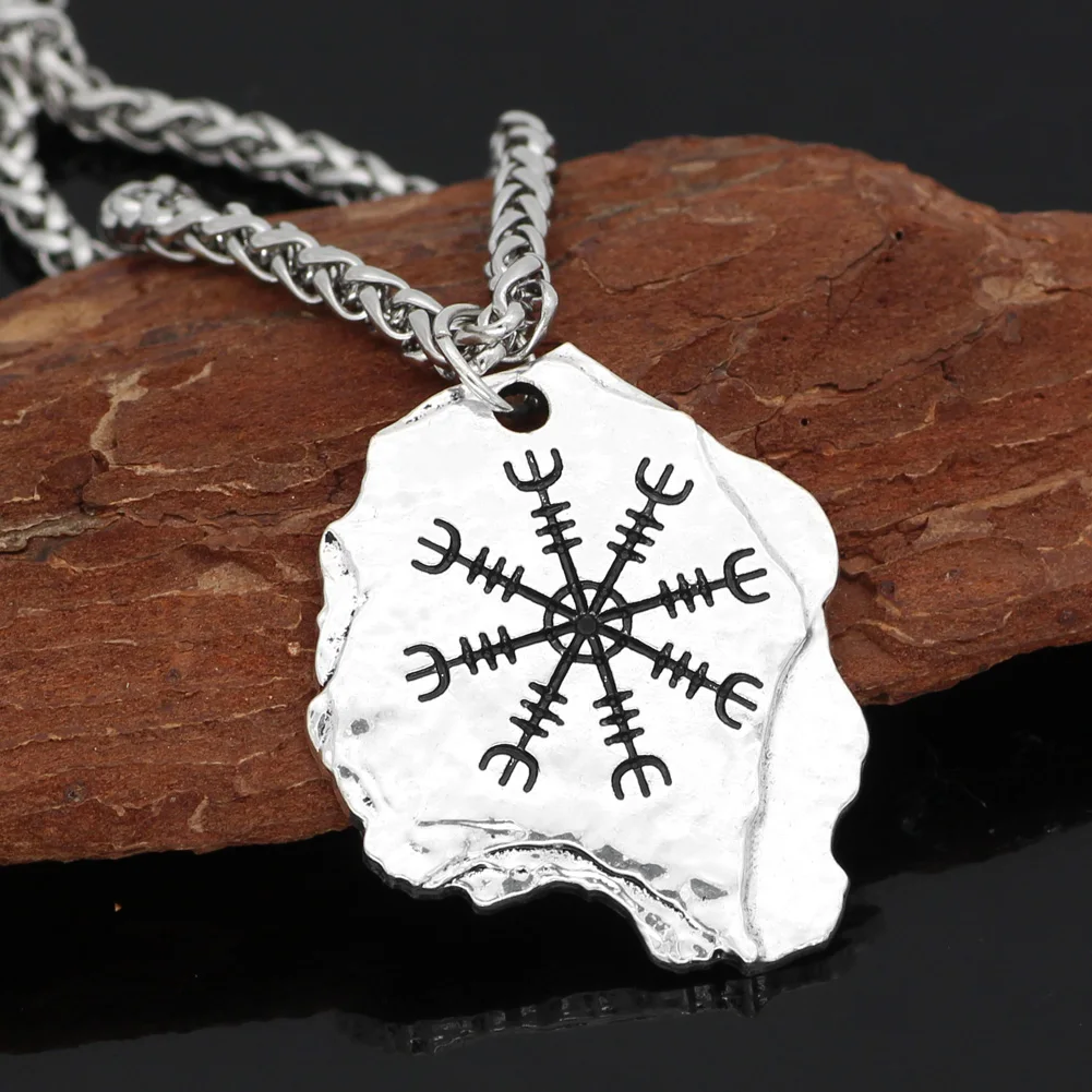 Скандинавский Викинг Odin Aegishjalmr vegvisir Амулет ожерелье с подарочной сумкой|Ожерелья