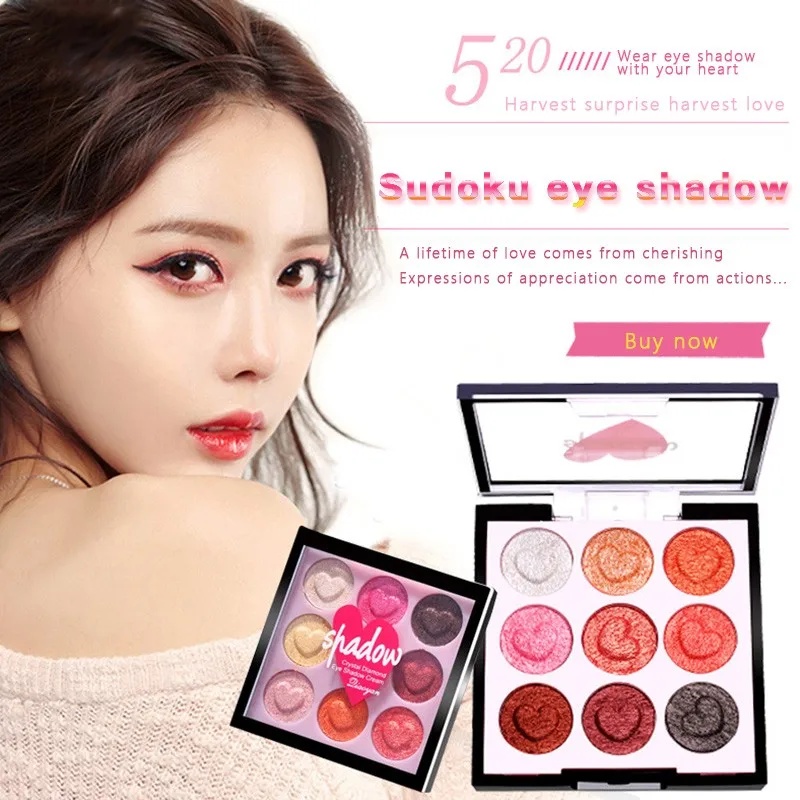 

Beauty Glazed Makeup Eyeshadow Pallete Makeup Brushes 9 Color Shimmer Pigmented Eye Shadow Palette Make Up Palette Maquillage