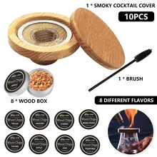 

1 pcs Smoky Cocktail Cover with 8 pcs Wood Boxes Chimney Drink Smoker for Dried Fruits Wine Spirits Meats Coffee Dried Fruits