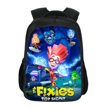 

Double Layer Backpack Russian Cartoon The Fixies Pattern Kids Backpack Cartoon Anime Design School Bag Children's Backpack