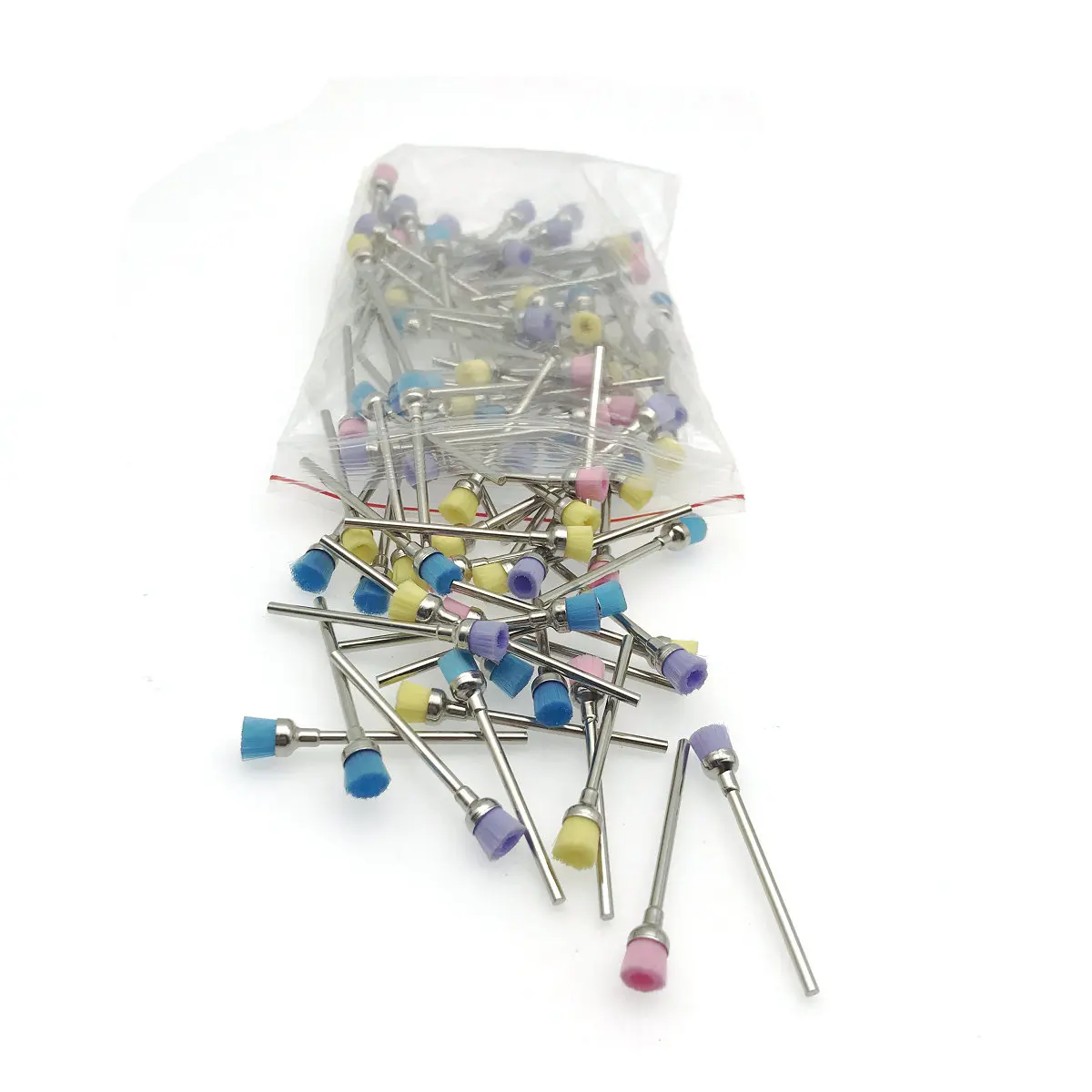 

100pcs dental Low Speed Brush Polisher Colorful Nylon Latch Flat Polishing Polisher Prophy Bowl Dental Brush