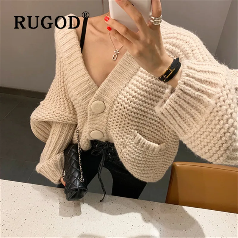 Женский кардиган с открытыми плечами RUGOD осенне-зимний Кардиган большого размера