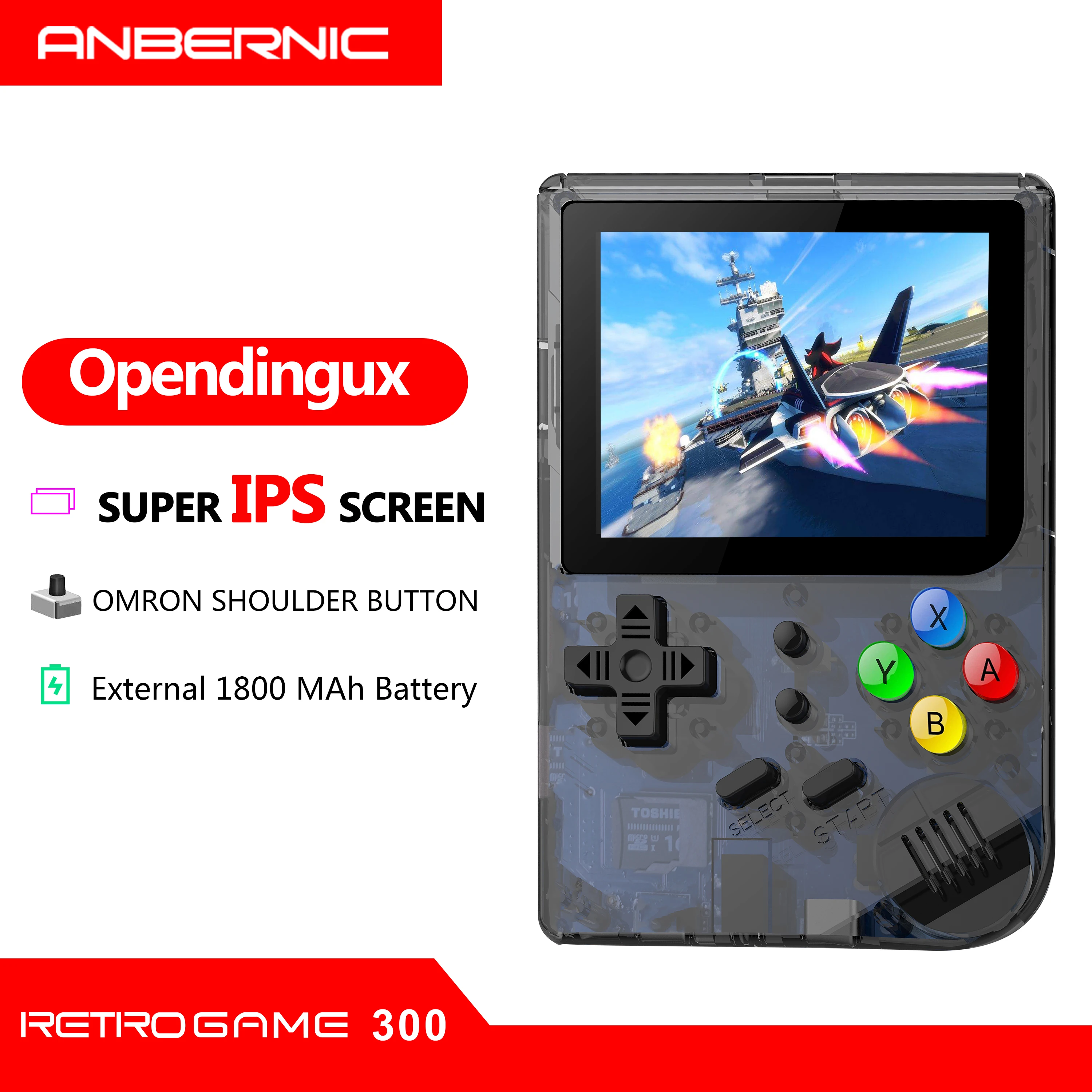 

ANBERNIC 64Bit New 3INCH IPS Screen Retro Game 3000 Tony System Video Game RG300 16G+32G PS1 Portable Handheld Game Player Retro