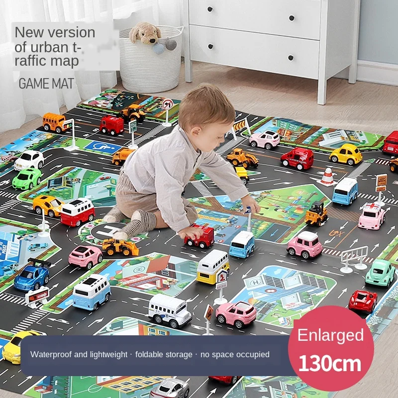 

Dwaterproof Water Kid Play Mat Car City Scene Traffic Road Map Educational Toy for Kids Child Climbing Play Mat Road M08