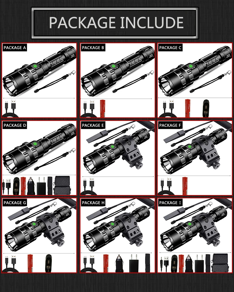 Litwod Z401002 65000lm powerful Tactical Hunting LED Flashlight Torch light Rechargeable 18650 battery Waterproof Scout light