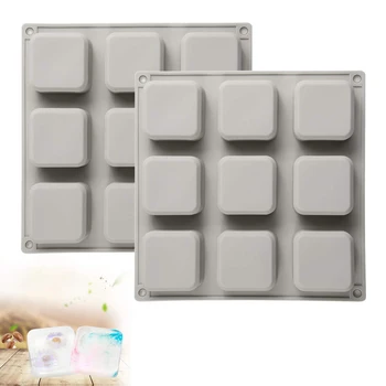 

1 Pack Silicone Soap Molds 9 Cavities Square Soap Mold DIY Handmade Silicone Baking Mold Moulds for Soap Making