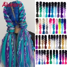Alororo 24 дюйма 100 г огромные косы длинные огромные синтетические светлые черные фиолетовые пряди синих волос для наращивания африканские косички волосы на крючках