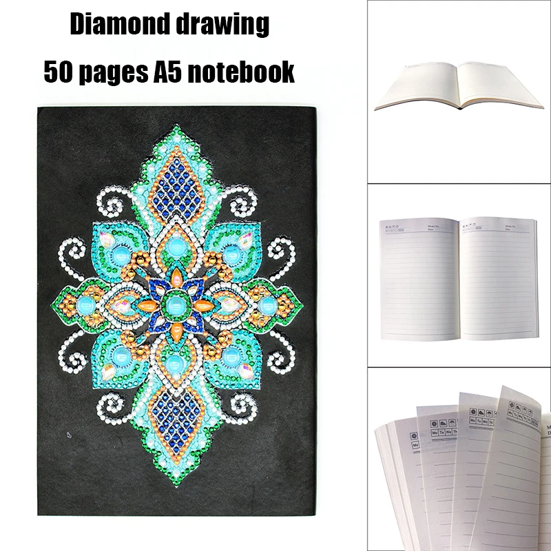 

1Pcs DIY Mandala Diamond Painting Notebook 50 Pages A5 Sketchbook Notebook Diamond Embroidery Cross Stitch Diary Book