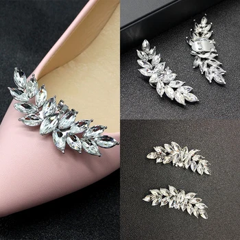 

Elegant Shoe Clip DIY Rhinestone Decoration Women High Heels Bag Dress Hat Crystal Shoe Accessories Wedding Buckle Clips Silver