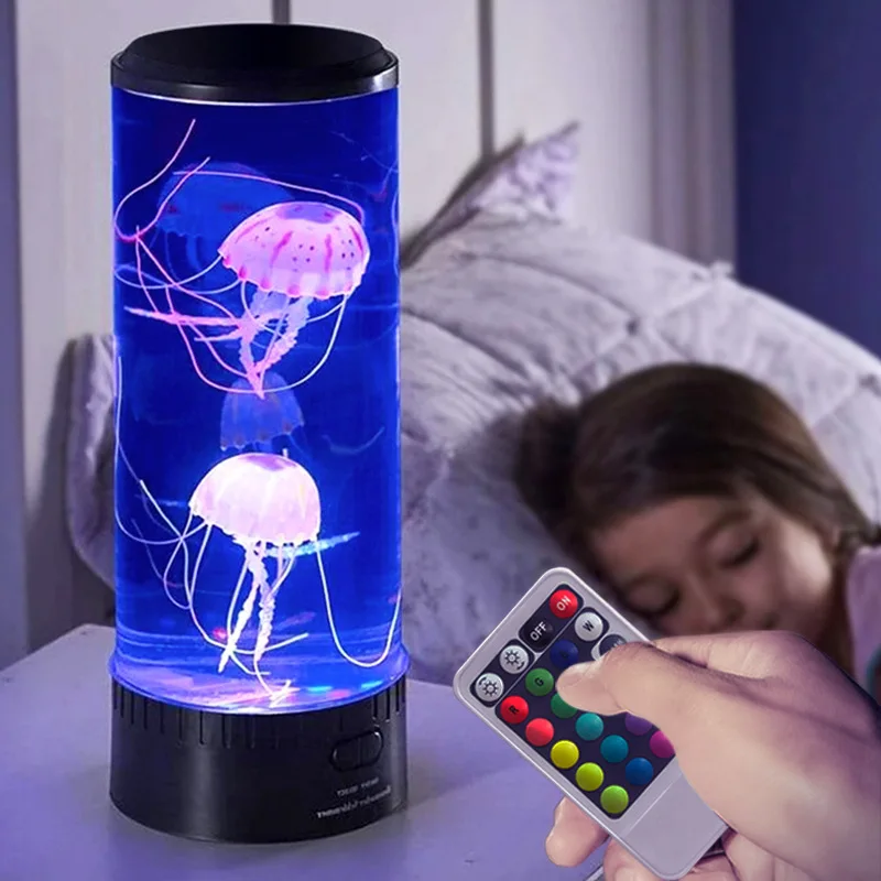 LED Jellyfish Lamp USB/Remote Night Light Color Changing Jellyfish Tank ...