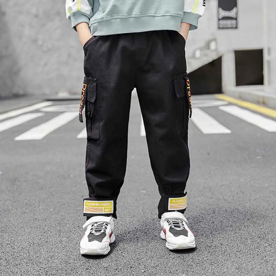 Boys Pants Letter Cargo Pants Boys Fashion Beam Foot Pants For Children Autumn Winter Casual Children's Clothes For Boys School - Цвет: As Picture