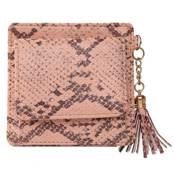 

Fashion Serpentine Wallet Women Multi-slots Tassel Purse PU Leather Snake Print Casual Short Mini Card Clutch Holder