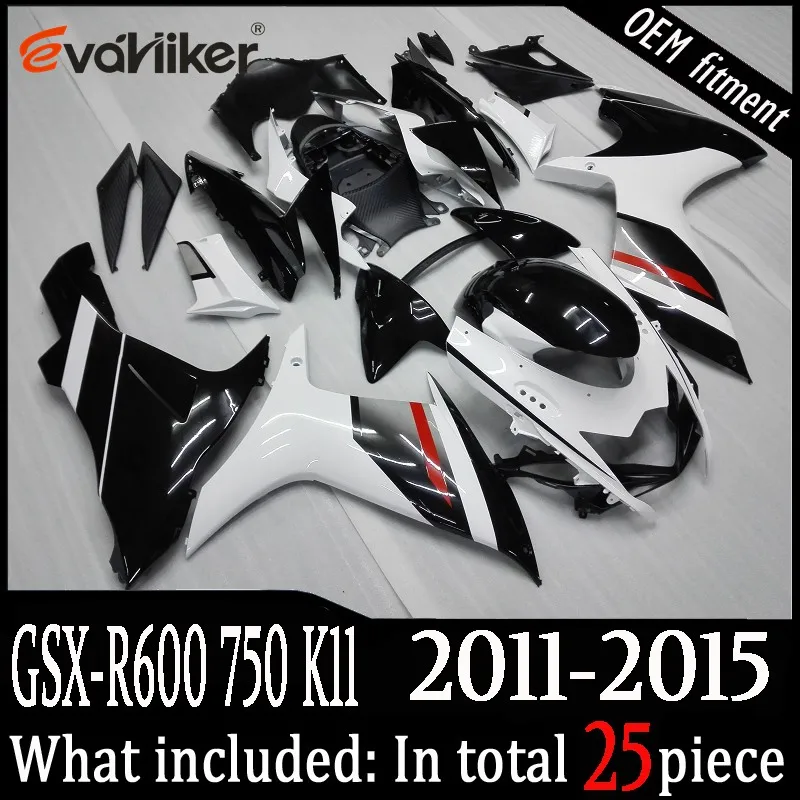 Заказной обтекатель для GSX-R600750 K11 2011- ABS Пластиковый обтекатель двигателя комплект литья под давлением черный белый+ подарки