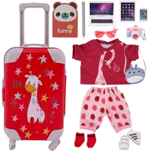 Doll Clothes Shoes Suitcase Accessories Fit 18 Inch American&43Cm Baby New Born Doll Reborn Logan Boy Generation Girl Toy DIY