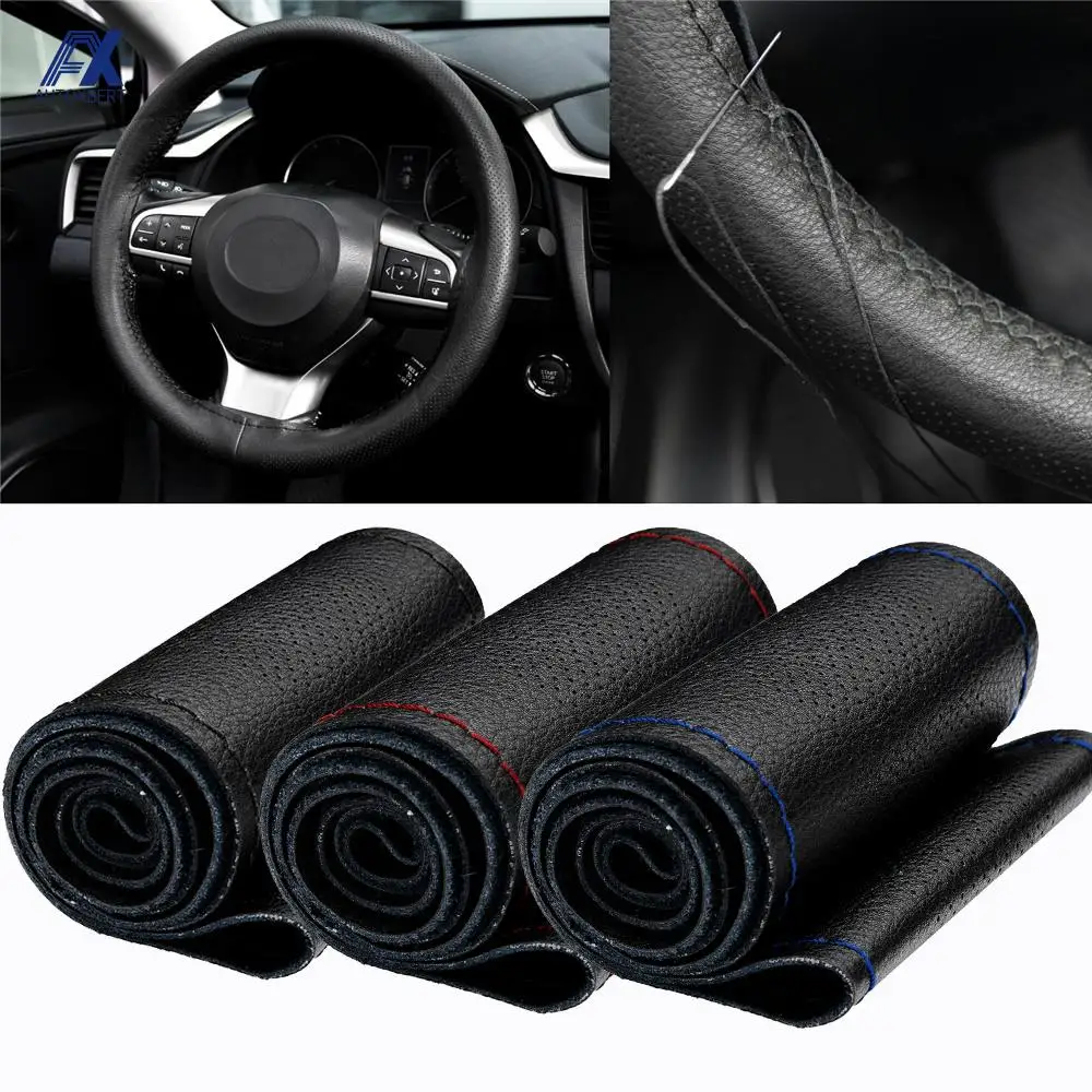 36/38cm Auto Lenkrad Abdeckung Hand-genäht Aus Echtem Leder Atmungsaktiv  Auto Schutz Auto Innen Dekoration - AliExpress