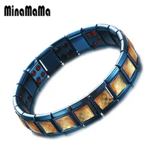 Из нержавеющей стали синий золотой фольги дизайн энергии оздоровительный германий магнитный браслет для мужчин лечение артрита браслеты